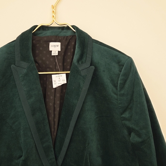 J. Crew Factory velvet schoolboy blazer Darkest Forest Green Size 16 - Picture 6 of 10